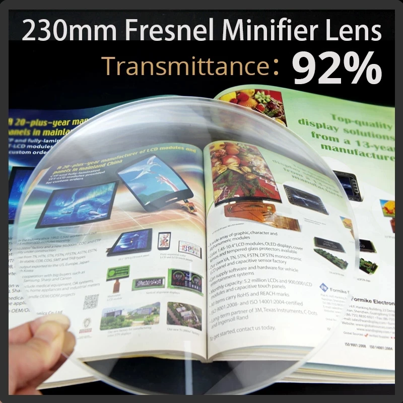 250mm Diameter Big Round Plastic Solar Fresnel Condensing Lens Focal Length 500mm for Plane Magnifier Solar Concentrator