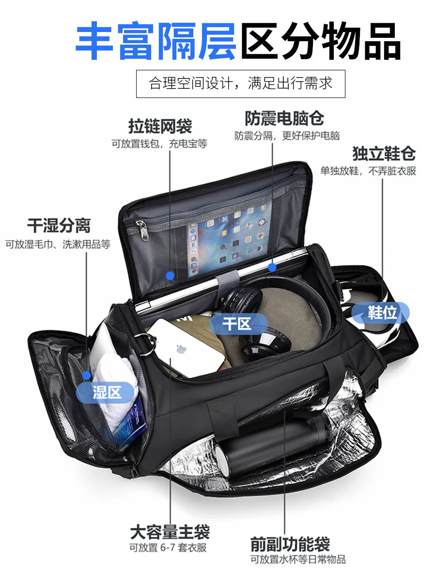 Custom Nylon Unisex New Arrival Portable Durable Waterproof Fabric Fashion Style with Zipper Closure for Gym Exercise Gym Bag