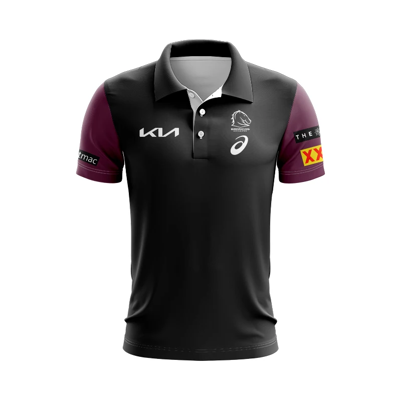 Custom Print Embroidered Logo Quick Dry Short Sleeve Polo Style Nrl Penrith Panthers Vintage Super Rugby T Shirt