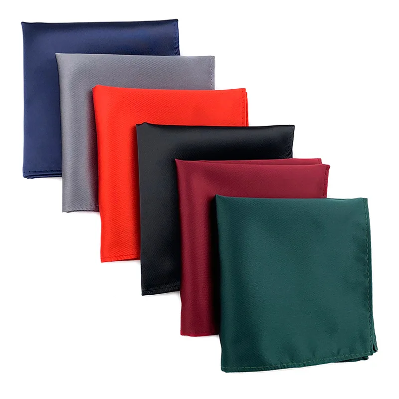 Wholesale White Black Men Handkerchiefs Solid Plain Silk Pocket Square For Men Wedding Party