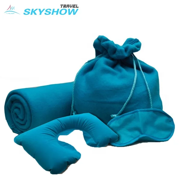 
 Роскошный персонализированный комплект принадлежностей для сна в самолете, надувная подушка, сумка, дорожный набор, упаковочные кубики  