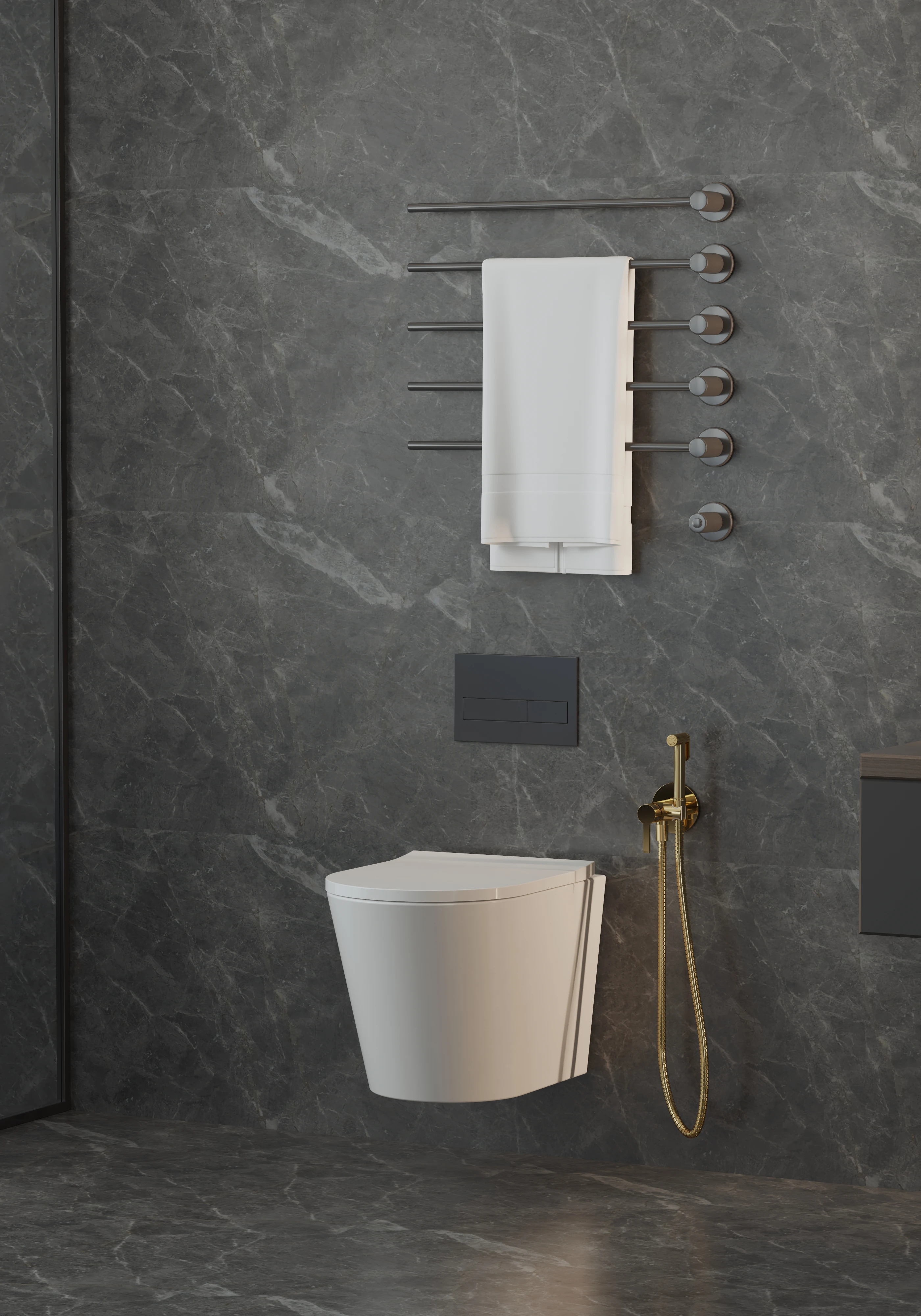 Wall Mounted Concealed douche Brushed Rose Gold Woman toilet Bidet hot and cold water Faucet Set