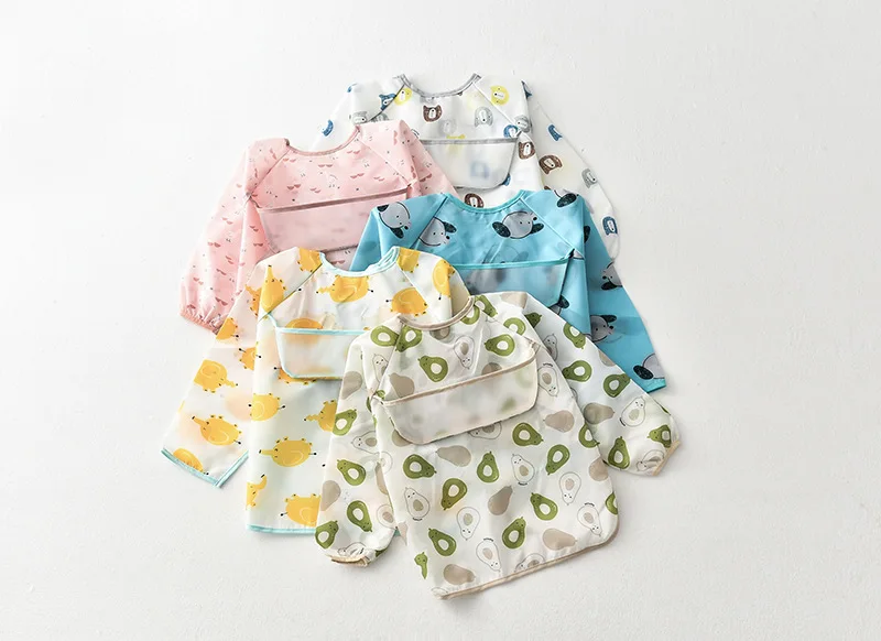 
Toddler bibs baby apron waterproof baby child clothes bibs long sleeves baby bibs 