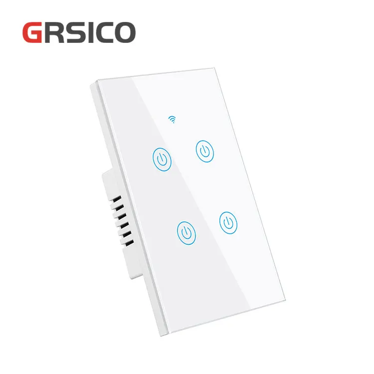 Modern Light BLE+WIFI 4 gang Light Wall touch Switch Cooperation with  alexa voice support Google Assistant