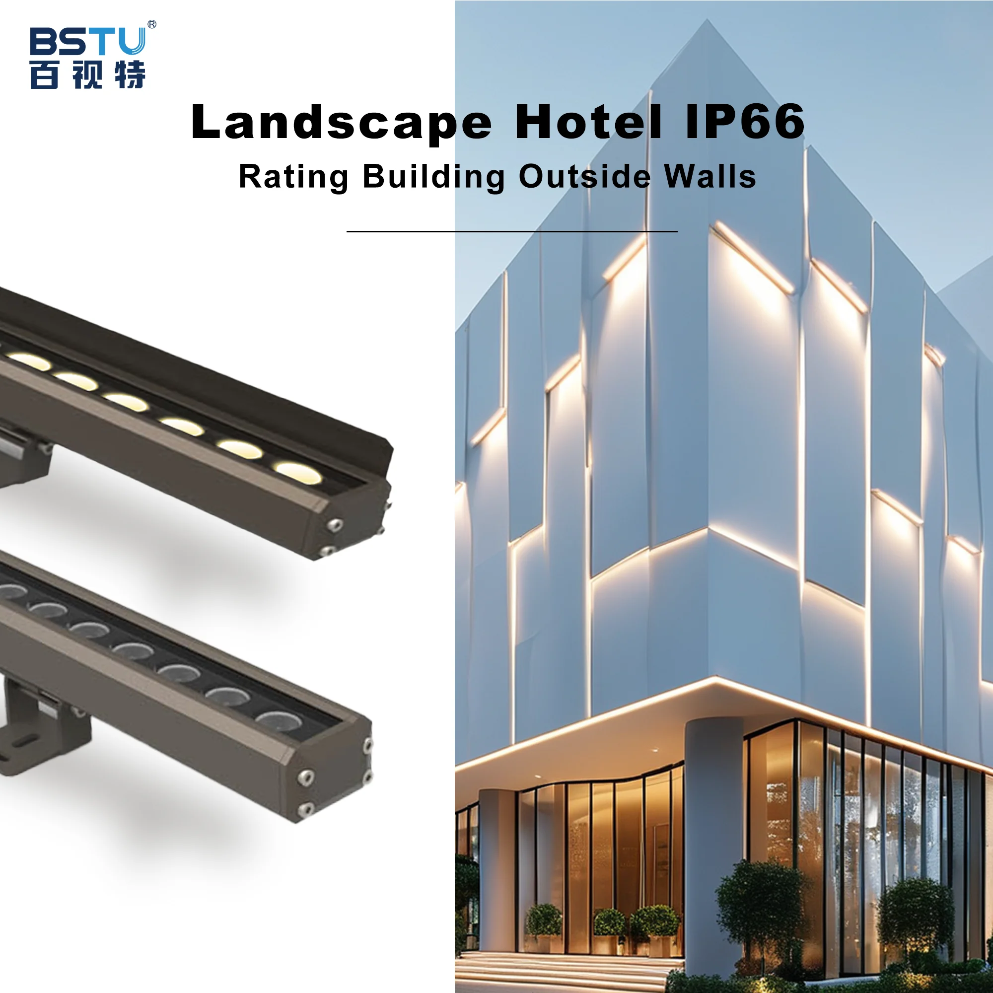 Waterproof RGBW Wall Washer light IP66 Aluminum Body 24V Input Voltage for Landscape Application 220V Input Voltage Available