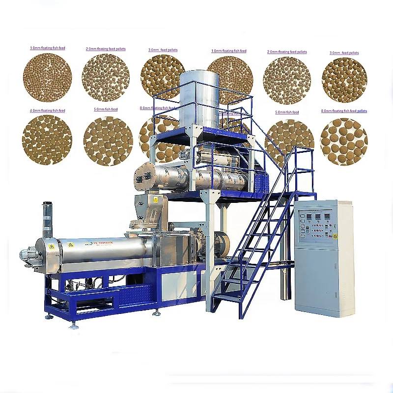 Aquatic floating fish feed extruder production machinery line