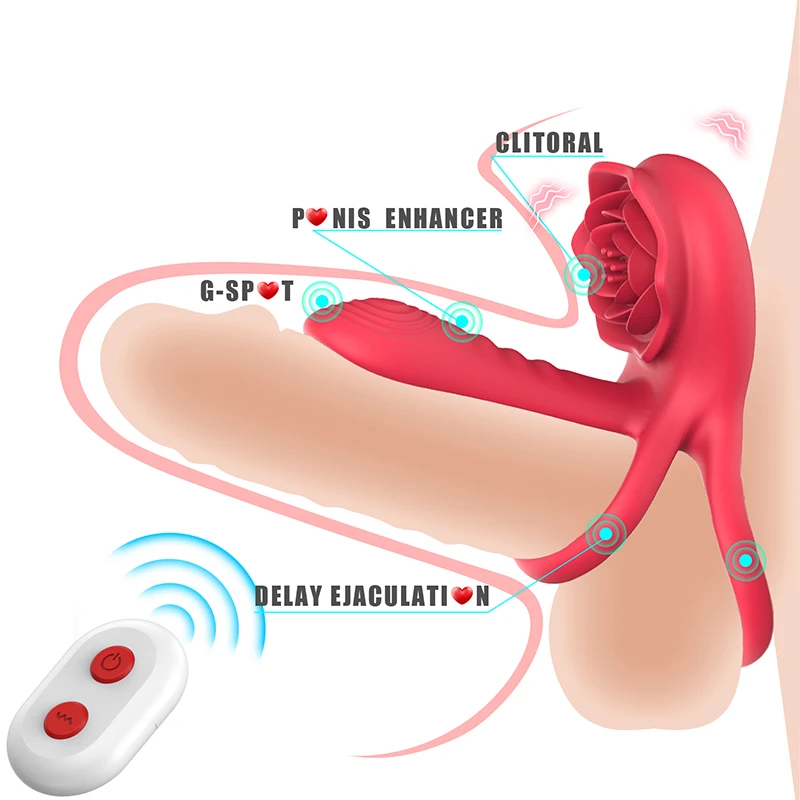 Clitoral Stimulator Sex Toy Vibrating Ring Silicone Stretchy Cock  Testicle Ring With 10 Vibration Modes for Men