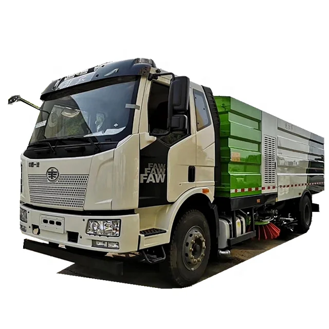 China FAW 16cbm/16000liters Pavement Cleaning Broomer Machine Vehicle 15tons Road Washing and street Sweeper Truck for Sale