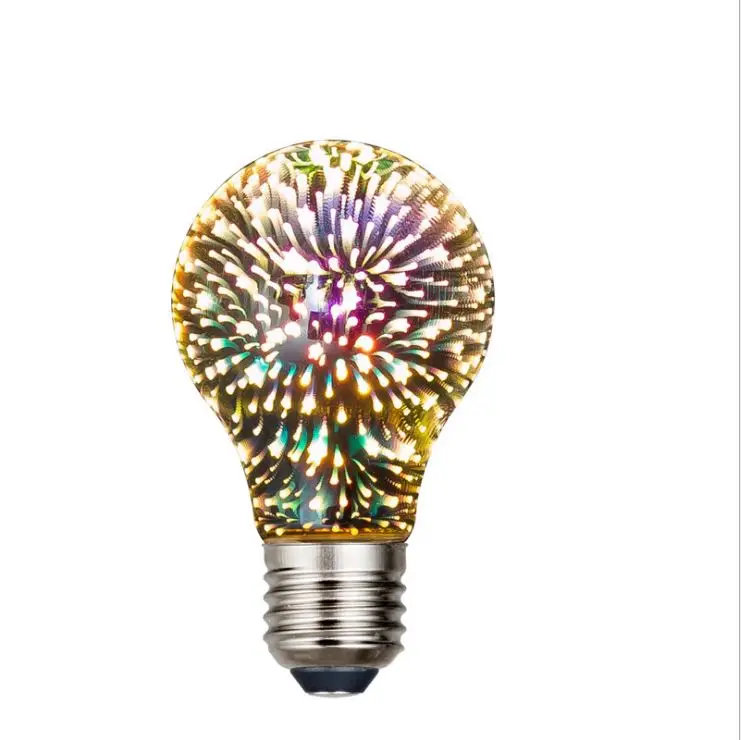 Edison holiday Christmas decoration color led firework bulb E27 3D firework glass bulb