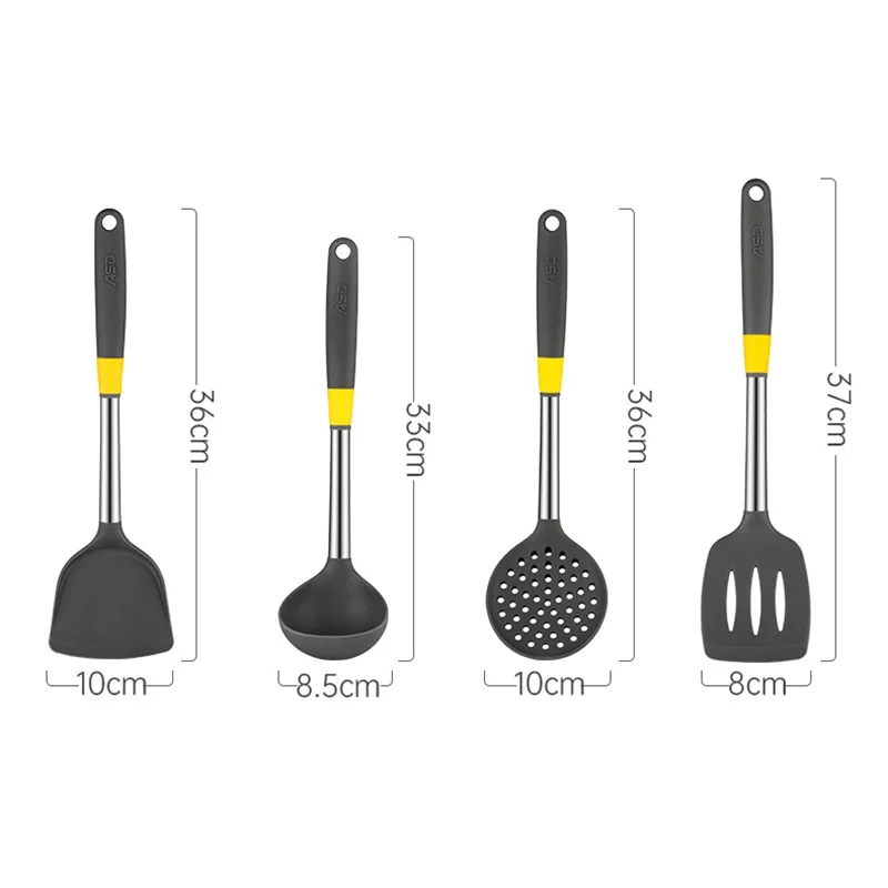 Soup Ladle 2024 Kitchen Gadgets Non-stick Silicone Stainless Steel Kitchenware Utensils Sets Chinese Cooking Tablespoon