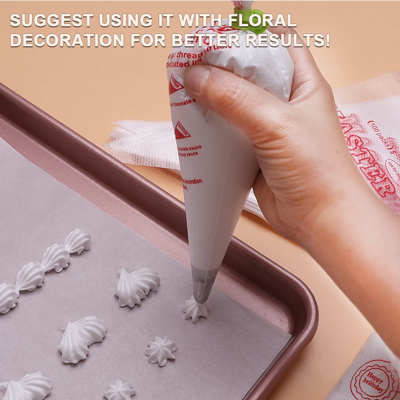 Custom 100pcs Pack Pastry Piping Bags Disposable Baking Accessories Cake Cream Pastry Bags