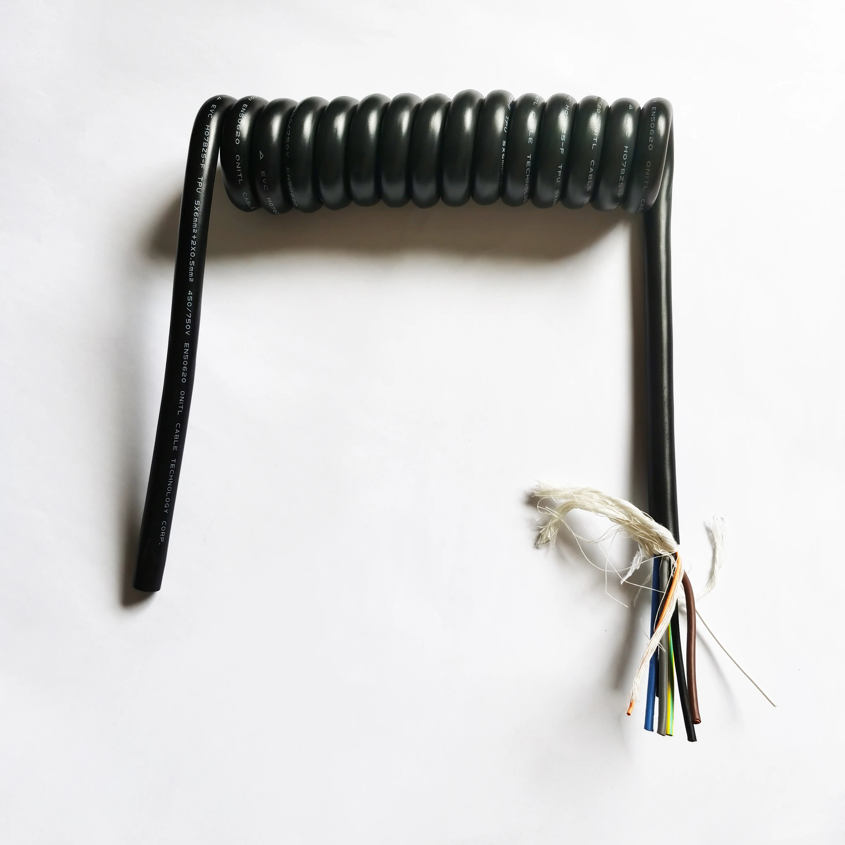 three-phase 16A 5*2.5mm+0.75mm 5m 6m 8m 10m EV spring  cable  Charging pile spiral cable spiral power cable