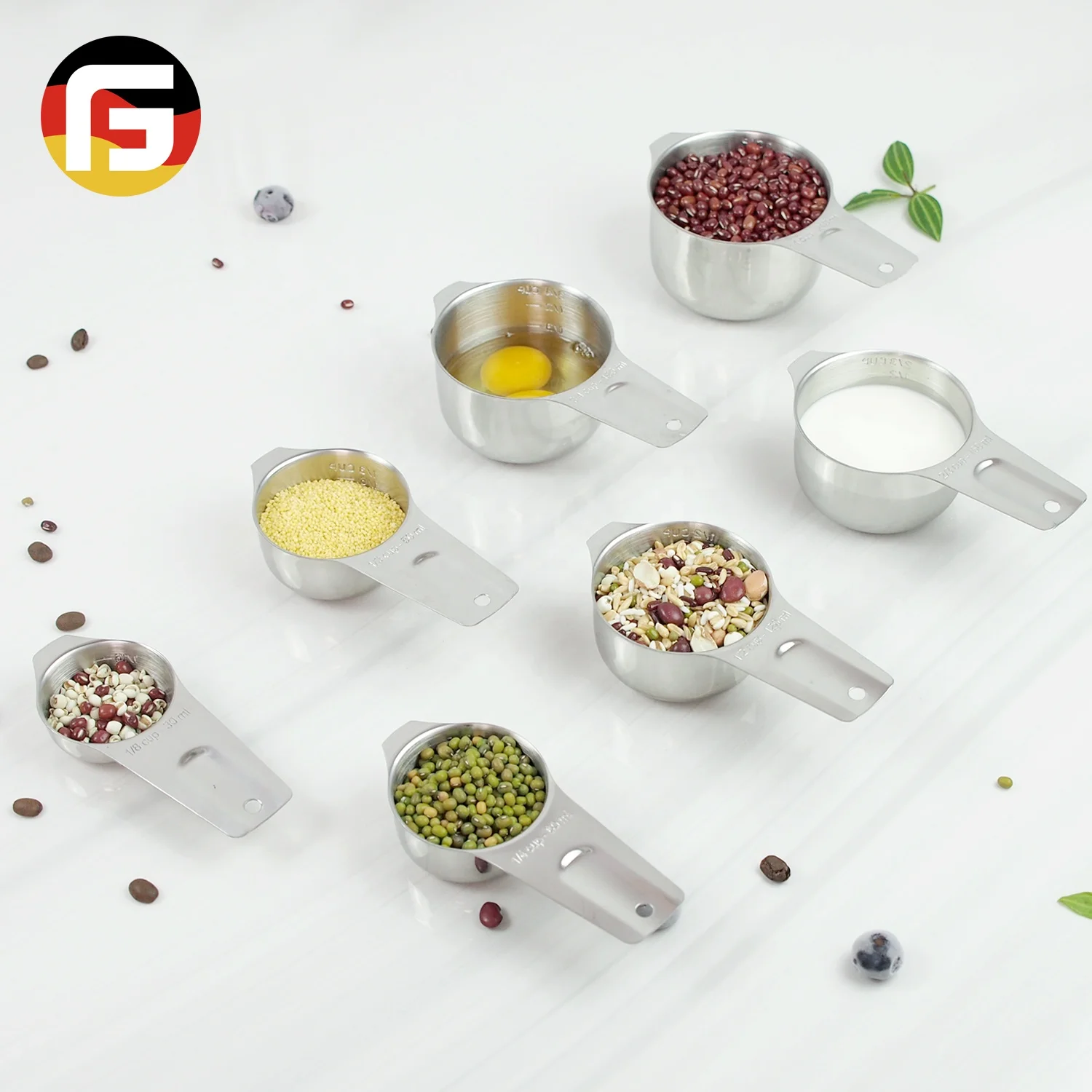 Quality Stainless Steel Measuring Cups Set-7 Nested Stacked Luxury Bake Cake Tool