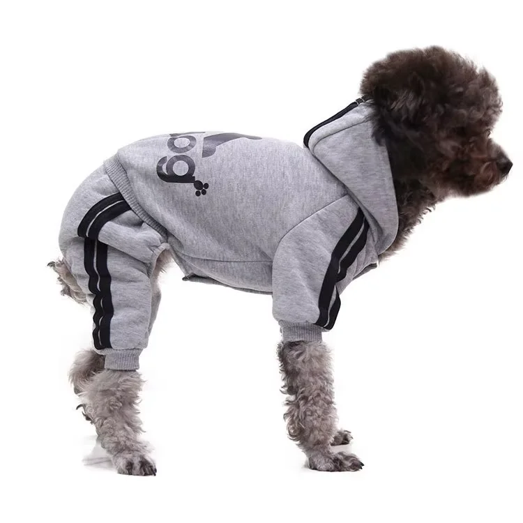 Fashion Adidog Pet Costume Soft Fleece Warm Winter Pet Coats Cat Clothes Buttoned Classic Sports Dog Hoodies
