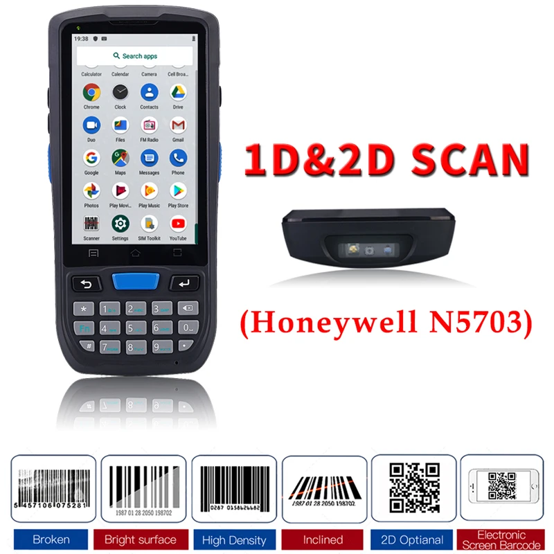pda android 9.0 mobile phone pda barcode scanner rogged zkc module wearable pda with wrist bands for retail store,inventory
