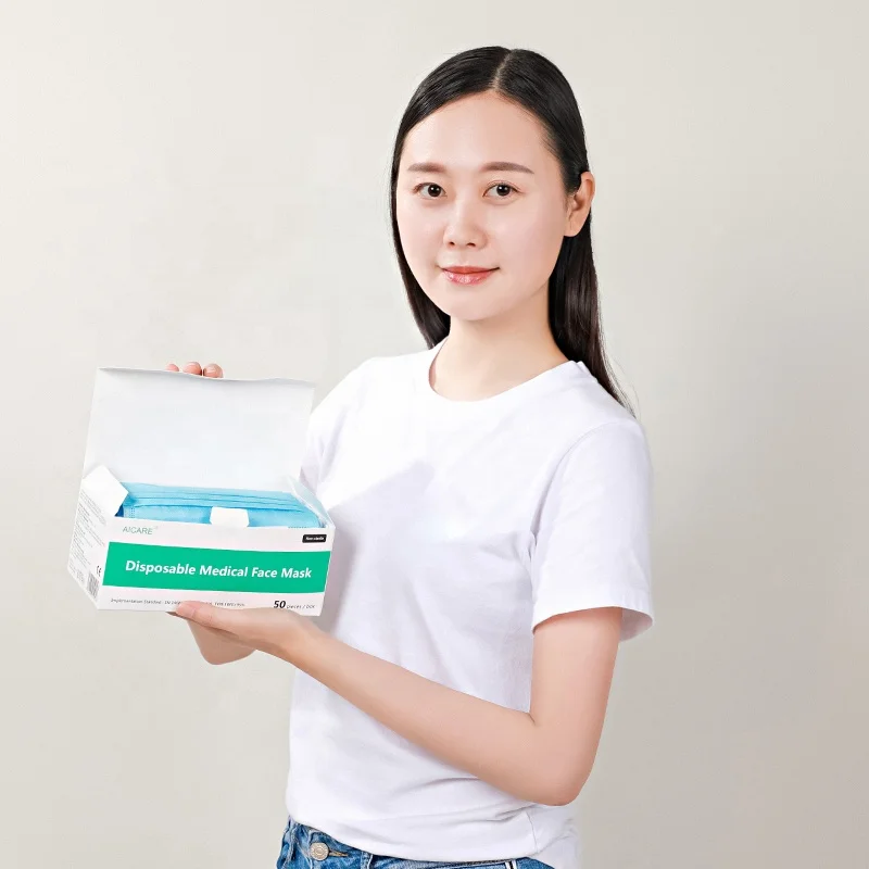 
More than 60 countries use Aicare Company 3 layer disposable face mask medical faces mask with earloops 
