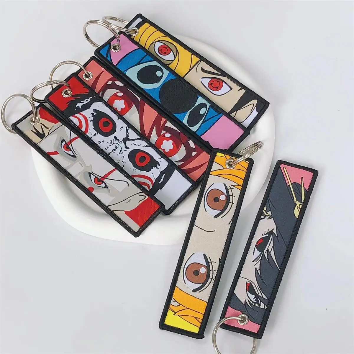 Custom Jet tag  Keychain Embroidery Cute Anime Double-sided Keychain Motorcycle Car Anime Embroidery Keych