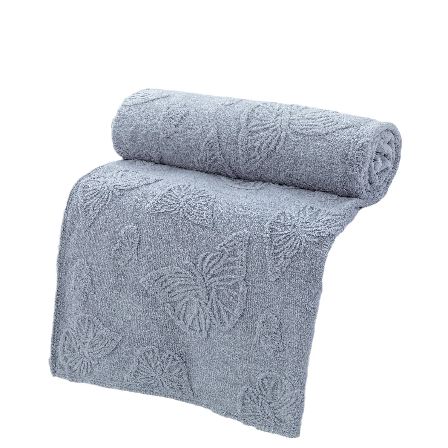 Factory wholesale solid color butterfly tuff blanket office shawl thick jacquard coral blanket