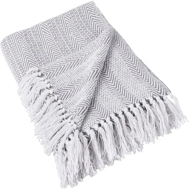 Diamond Weave Cotton Fabric Throw Blanket Bedspread Sofa Throw For Wholesale