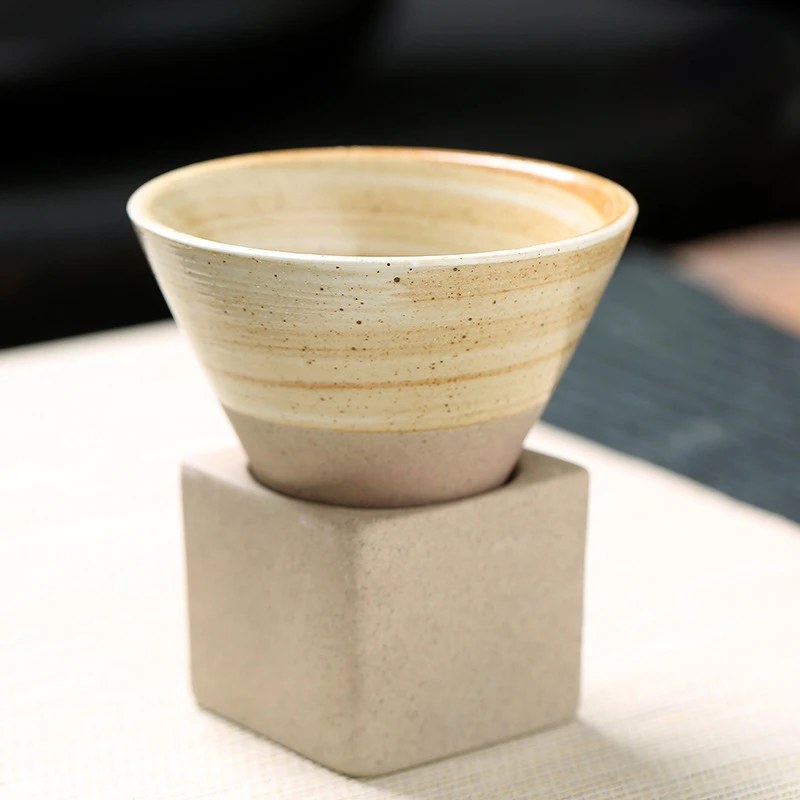 100ml Funnel Ceramic Clay Tea Cup Retro Latte Espresso Cup Oriental  Style Japandi Coarse Pottery Coffee Mug