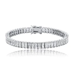Tennis Bracelet Jewelry Gift Pave Setting Rectangle Stunning Zircon Real Fine Jewellery