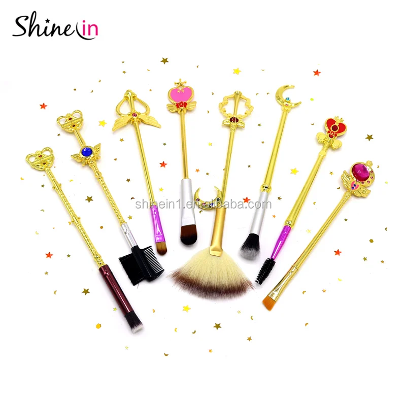 Popular Telescopic Adjustable Cosmetic Brushes Tools Sailor Moon Cartoon Foundation Brush Metallic Retractable Makeup Brush