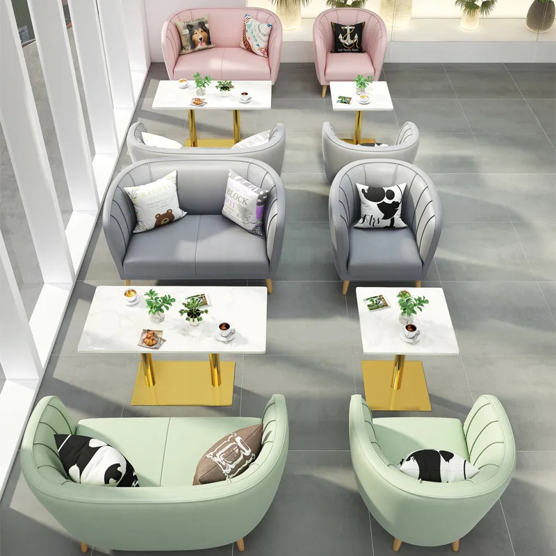 Light Luxury Hotel Restaurant Coffee desert Shop Cafe Furniture sets Leather Armchair Dining Room Table Chairs sofa Set Custom