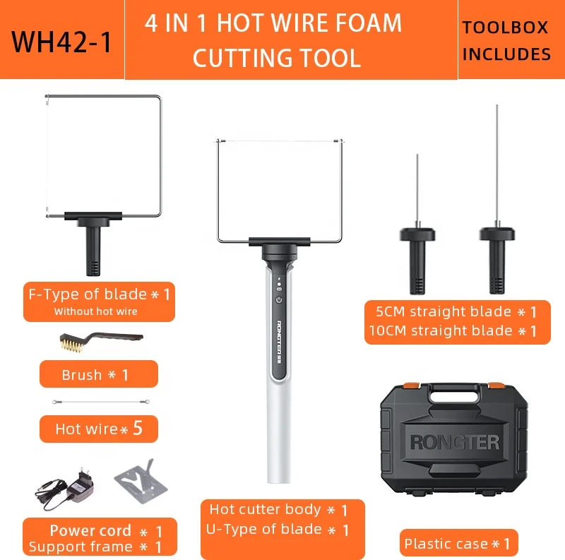 WH42-1 rongter Аккумуляторная 4 в 1 полистерола) раскаленной проволкой, пенный резак машина Электрический пенопластовый Горячий Нож пены ручки набор инструментов доска пены резак