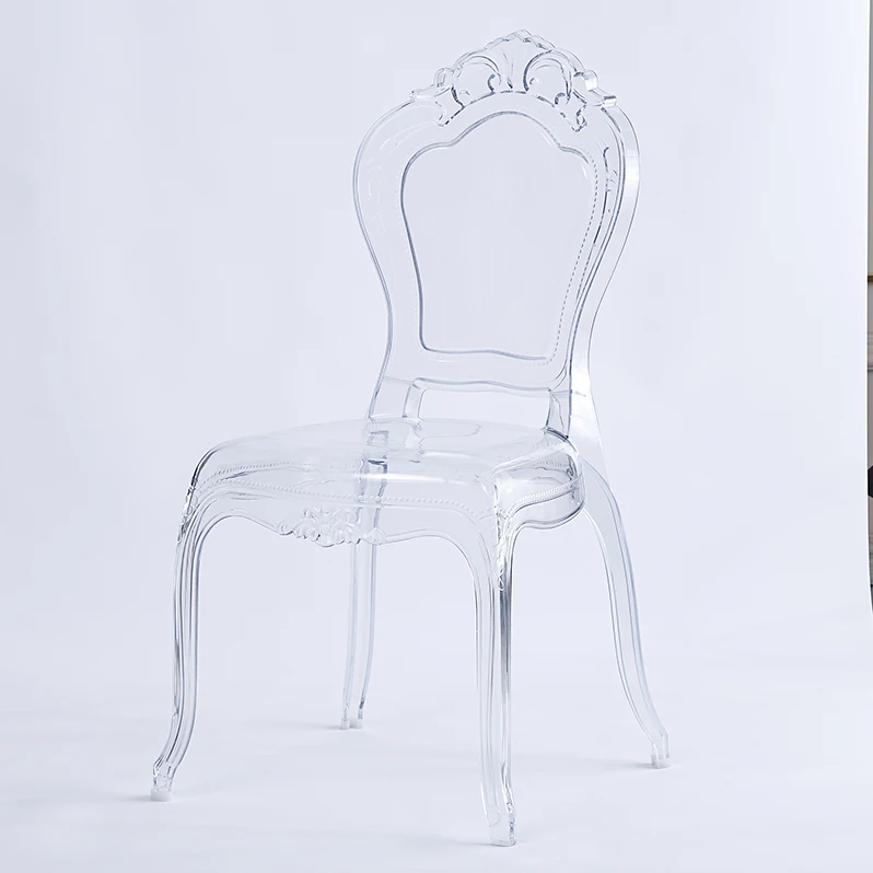 Cheap High Quality Clear Crown Backrest Stackable Wedding Chairs Transparent Plastic Banquet Chair for Event