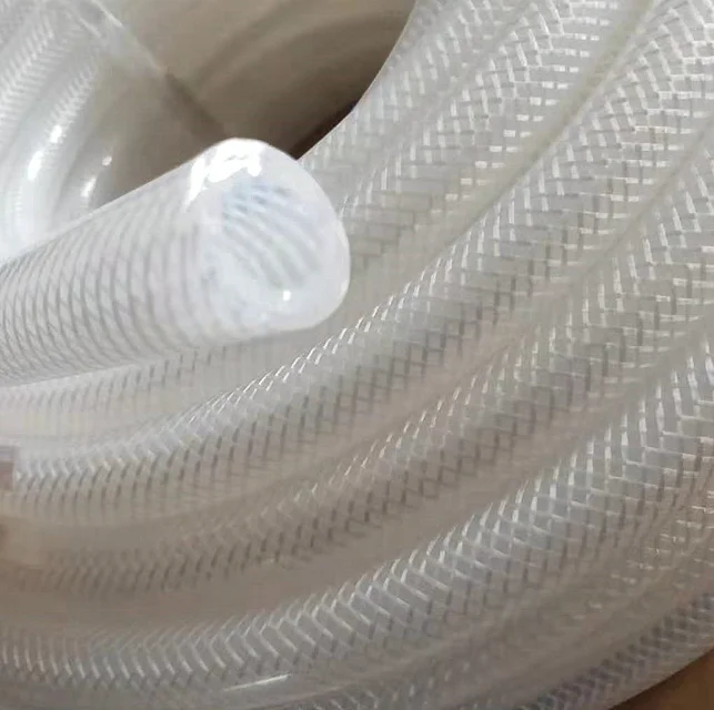 
2021 transparent food grade glass fiber braided silicone tube 10mm clear silicone braided hose from wolun 