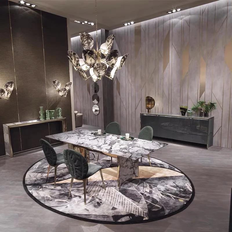 Italian minimalist slate dining table simple modern small apartment dining table Nordic  marble dinner table