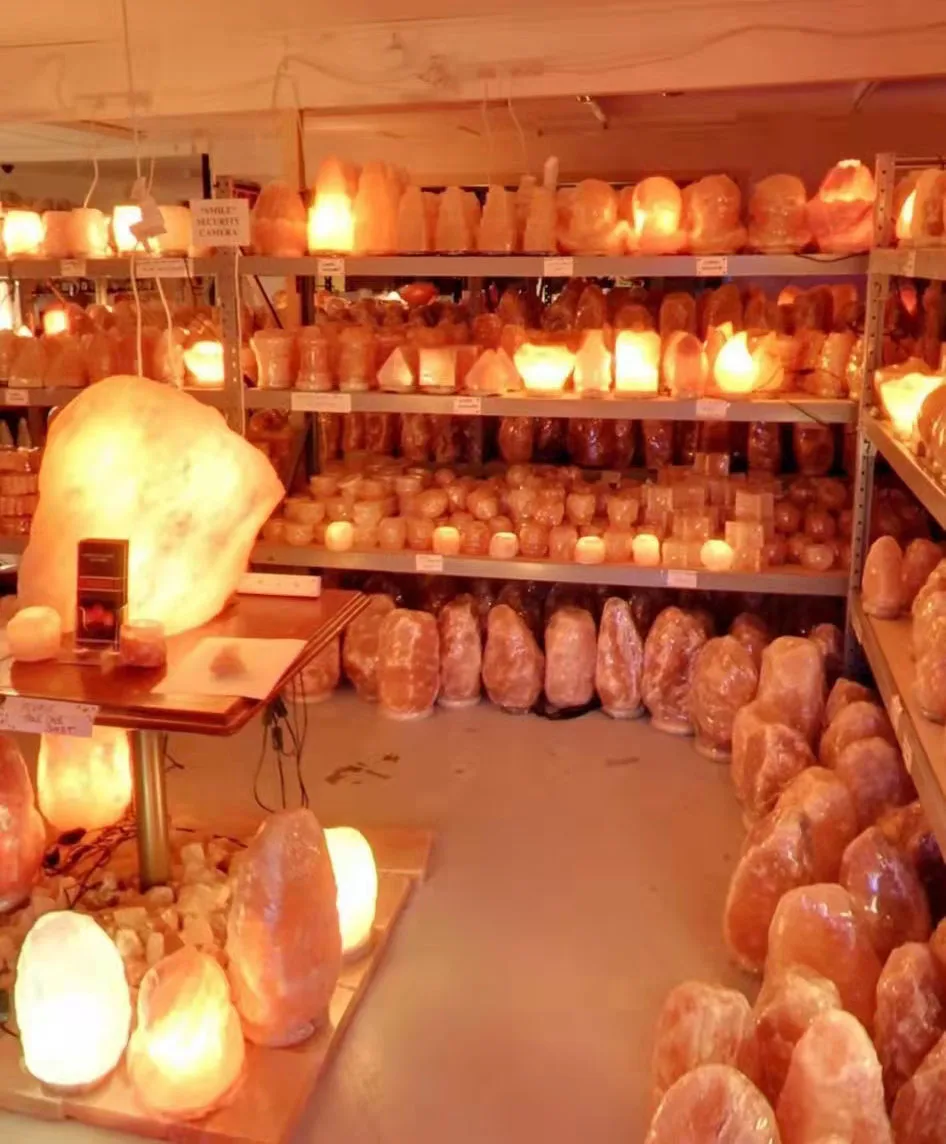 7-9 kg Grey Ambient Natural Handcrafted Salt Lamp with Dimmer Switch, Wooden Base, Home Decor Night Light