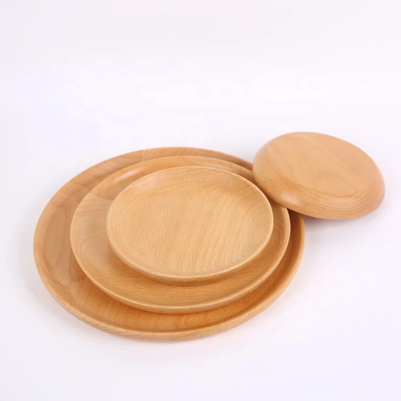 round beech wood food plate wood kitchen tray wood fruit dessert serving dish