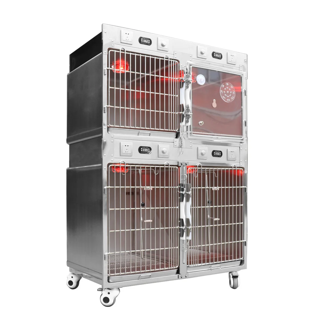 Chinese Veterinary supplier Animal Stainless steel ICU Warm Light Oxygen Cabin Cage