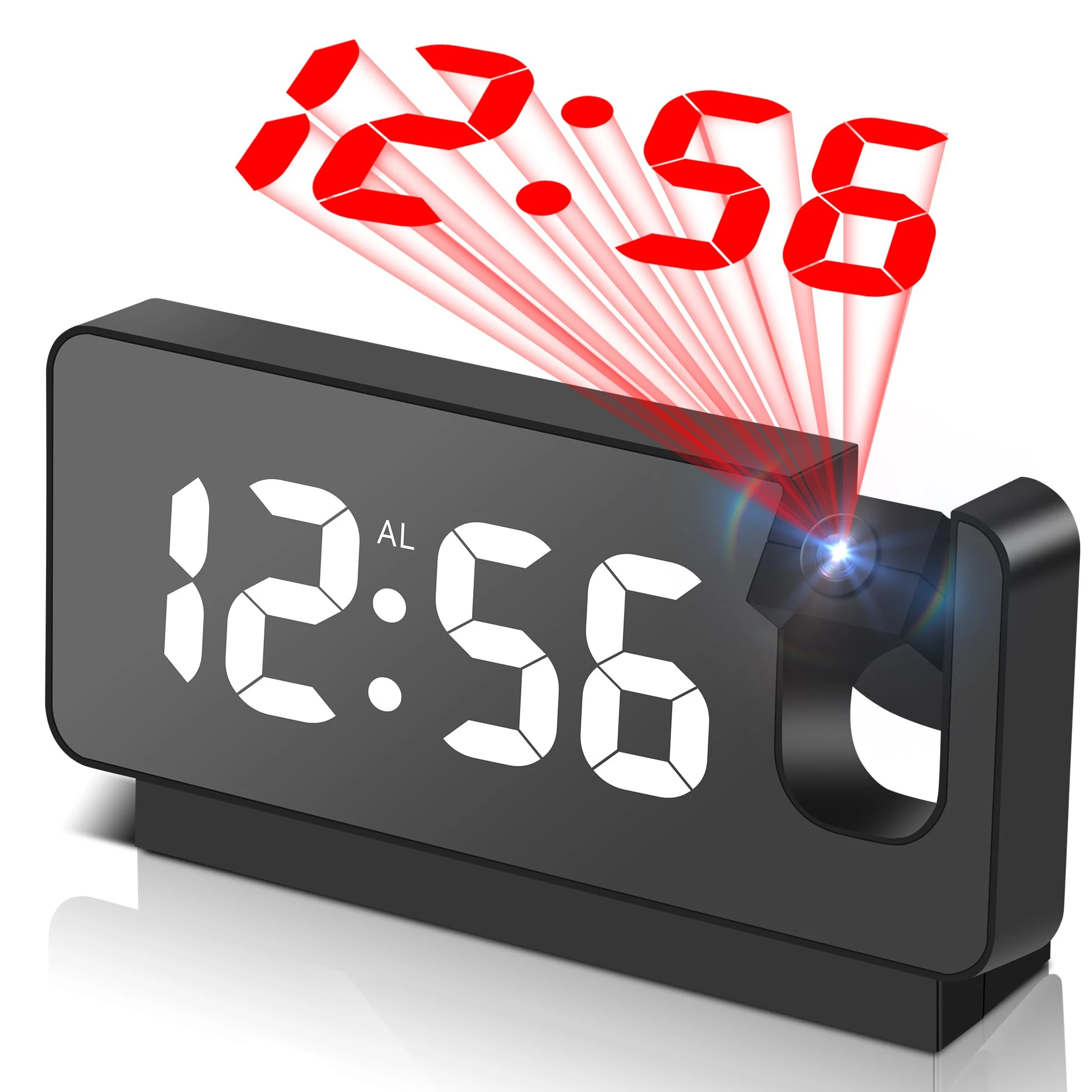 Projection Alarm Clock for Bedrooms LED Digital Clock with  Projector on Ceiling Wall Snooze Brightness Temperature