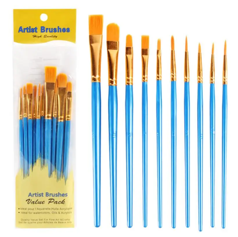 Best Selling 10Pcs Set Drawing Oil Art Painting Brush Watercolor
