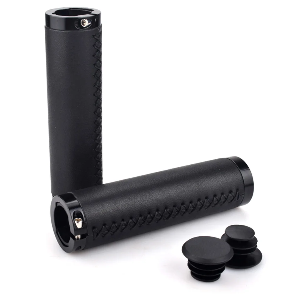 FMFXTR 2Pcs Bike Handlebar Grips Retro PU Leather Lockable Bike Grips  Inner Diameter 22mm Mountain Bike Handle Grips
