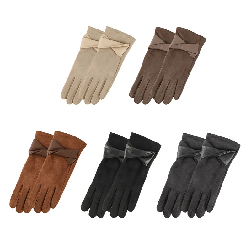 Fashion Hand-sewing soft leather wool lined shearling fur women winter warm outdoor men Australia double face sheepskin gloves