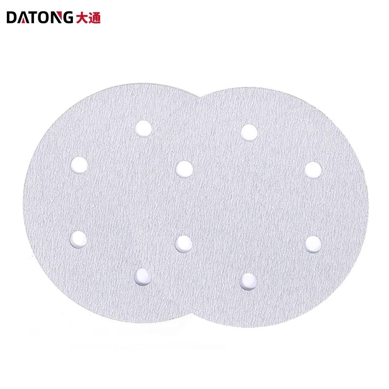 Заводская Высококачественная абразивная наждачная бумага Datong 5 дюймов 6 отверстий зернистость 100 круглый керамический белый шлифовальный диск для металла и