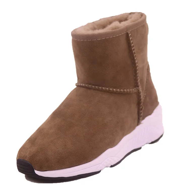 CF-073 Free Samples 2023 Slip-on Hot sell Anti-Slippy Rubber Sole Wholesale Winter Genuine Leather Ladies boots for women