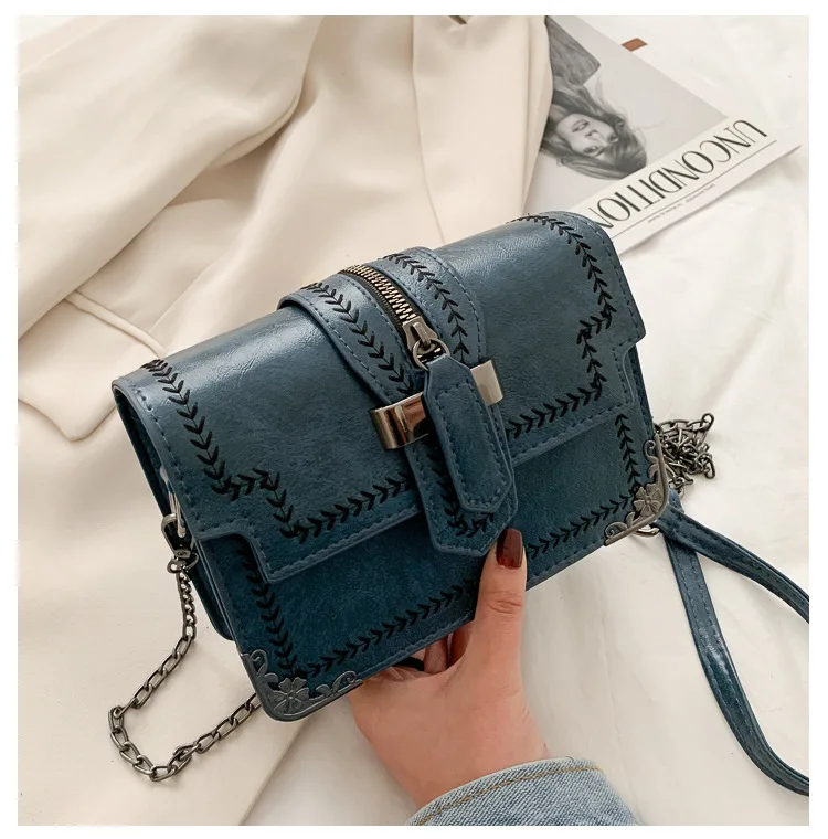 New Fashion Lady Leather Crossbody Bag Mini Ladies Purse Women Handbags Bolsas Dama Metal Chain Messenger Small Bag