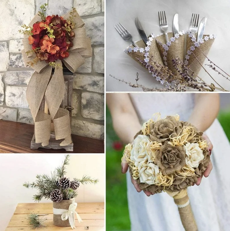 HL521011 Wholesale Ribbon Bordado Para Burlap Linen Ribbon For Flowers Decor Christmas Gift Wrapping Tree