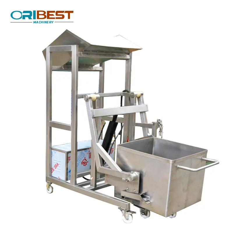 Hydraulic Meat Skip Cart Hoist Elevator Bin Food Lifter Meat Machine With 200L Meat Elevator For Trolley