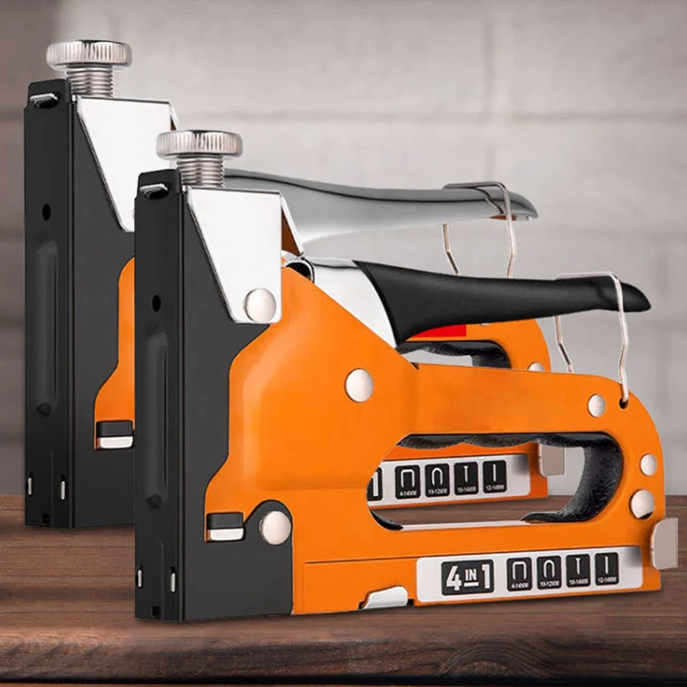 4 in 1 Heavy Duty Manual Nail Stapler Door Framing Finish Furniture Stapler Hand Tool Staple Gun