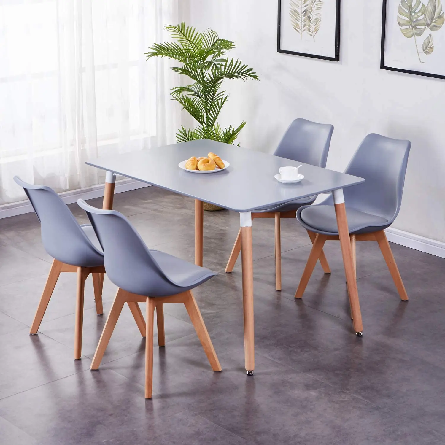 New Design Rectangle Beech wood Leg MDF Dinning Restaurant kitchen table