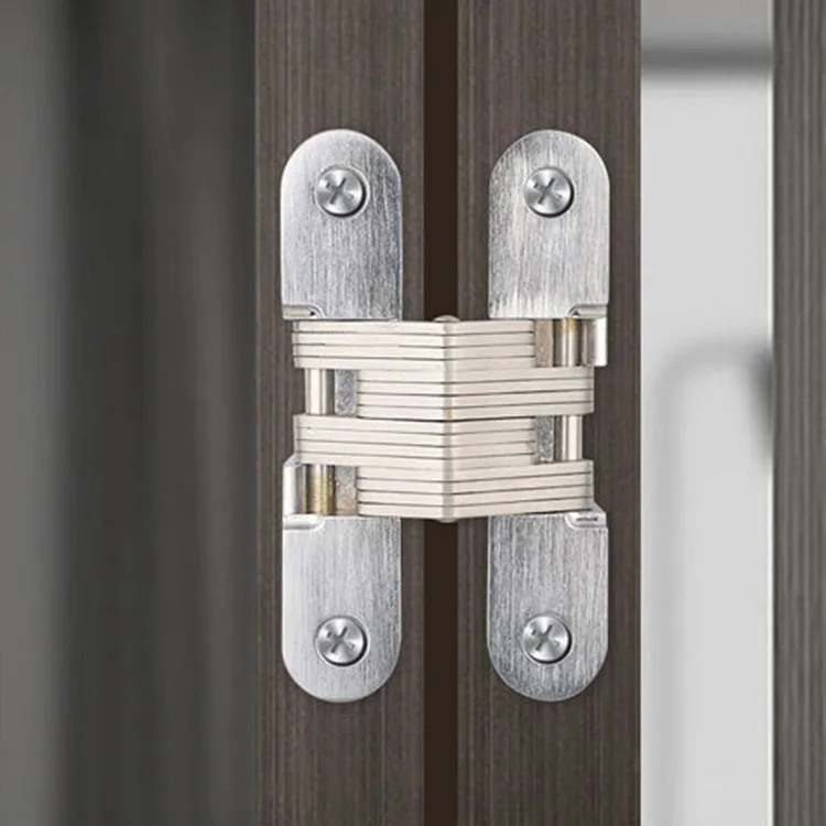 Custom Zinc Alloy Cross Hidden Hinge Stainless Steel Adjustable Concealed Door Hinge Furniture Hidden Hinges for Door