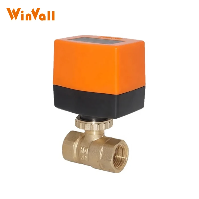 Winvall 110V Actuator 2 way Electric Valve Motorized Actuated Brass Ball Valve FCU Two Way Water Flow Control Valve PN20 600WOG