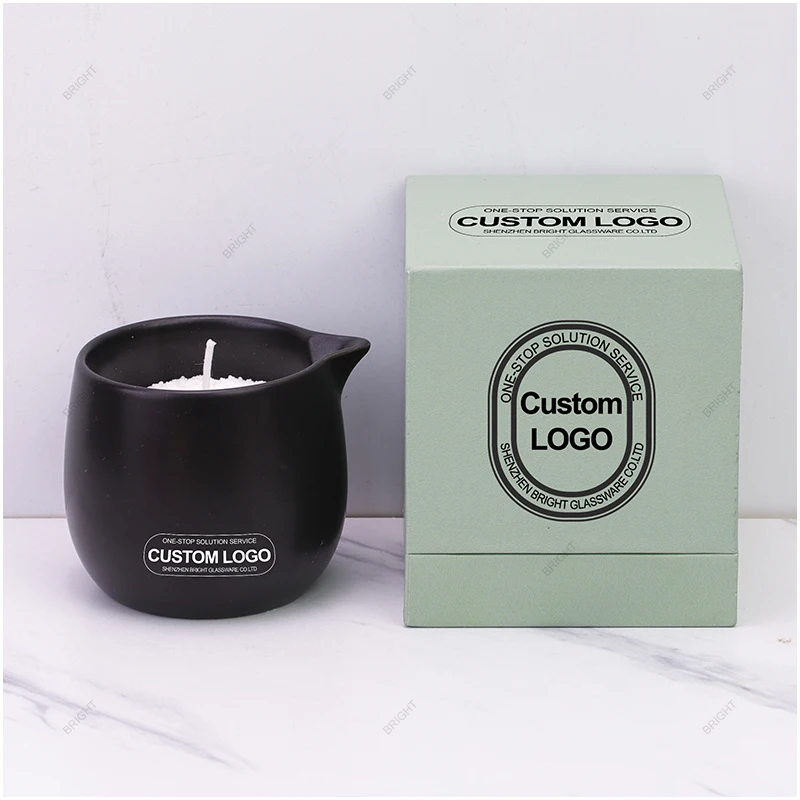 Wholesale Custom Unique Essential Oil Ceramic Container Luxury Candle Jars Empty Ceramic Massage Candle Jars with Spout For Spa