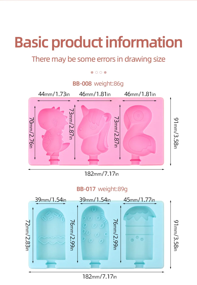 DIY creative three-dimensional dinosaur unicorn Flamingos Popsicle pudding jelly lollipop silicone mold