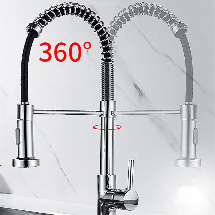 Brass Spring torneira monocomando gourmet de cozinha goumert pull down out Tap kitchen sink taps chrome faucet